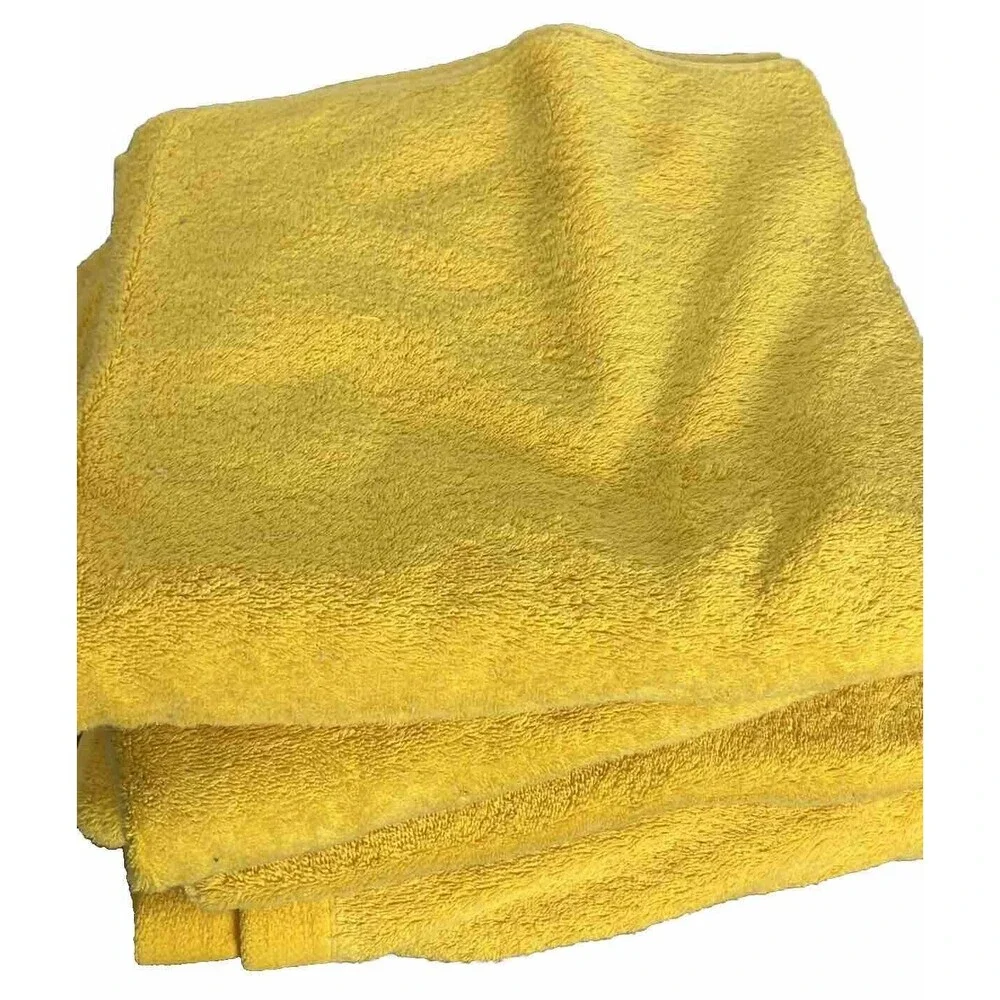 Vintage Y2K Set 4 United Colors of Benetton Bath Towel Yellow 100% Cotton 50x23”